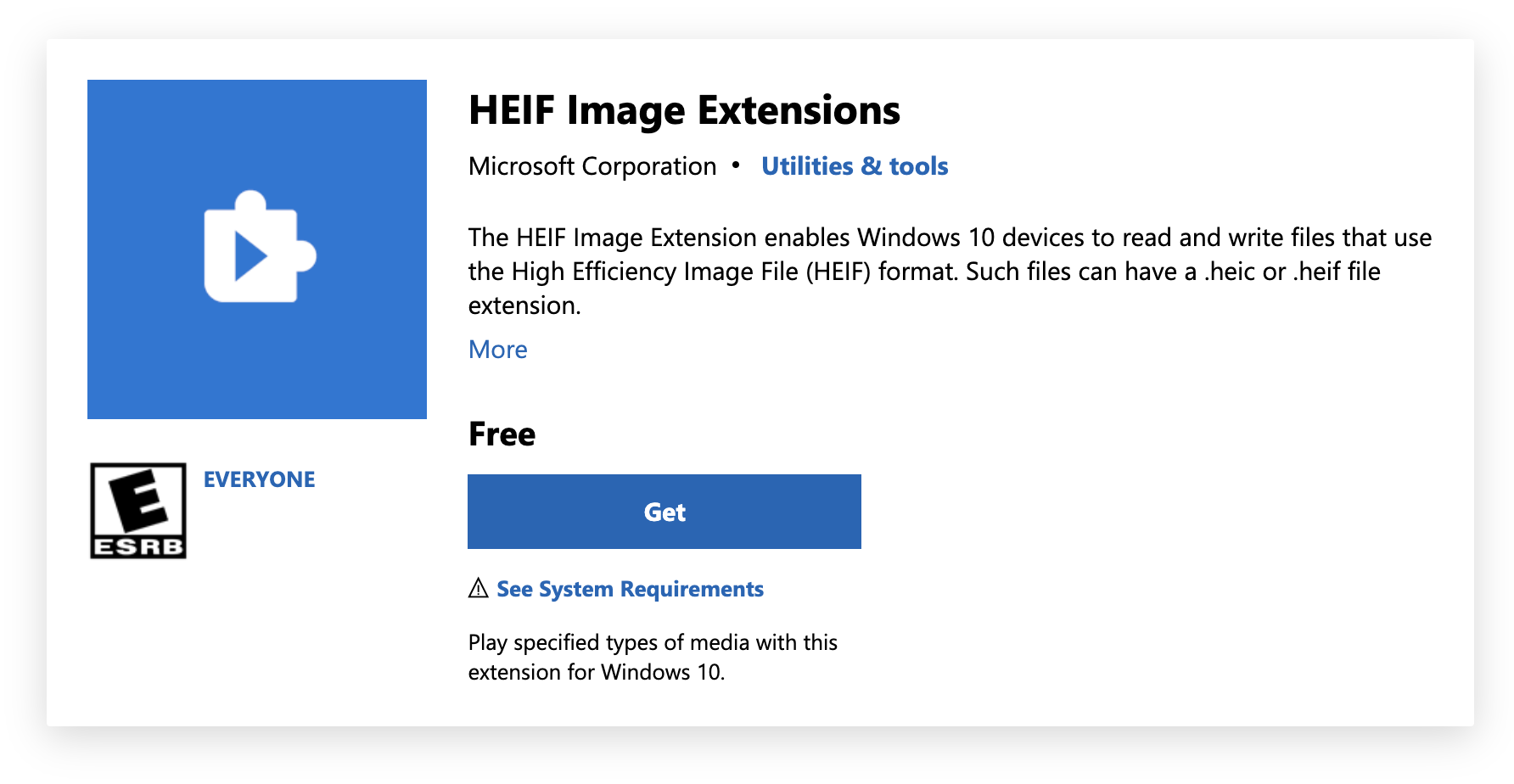 HEIF image extension