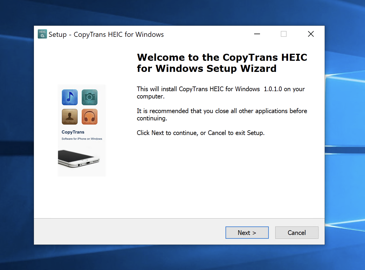 install CopyTrans HEIC for Windows